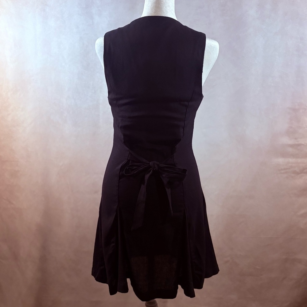 NWT - Anthropologie Monteau Black Linen Blend Button-Front Dress – Size Small - Picture 6 of 7